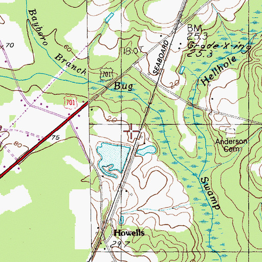 Topographic Map of Mishoe Pond, SC