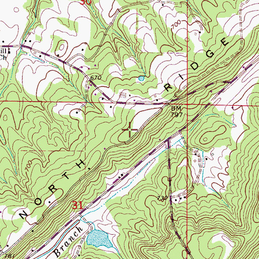 Topographic Map of North Ridge, AL