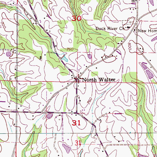 Topographic Map of North Walter, AL