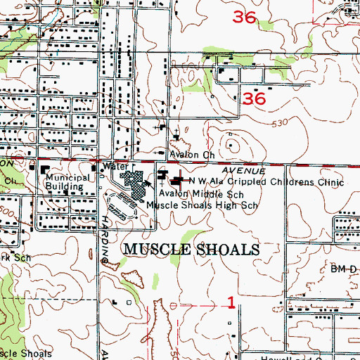 Topographic Map of North West Alabama Crippled Childrens Clinic, AL