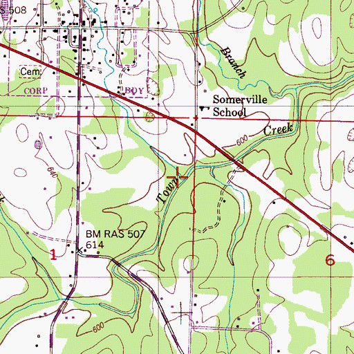 Topographic Map of Northern Branch, AL