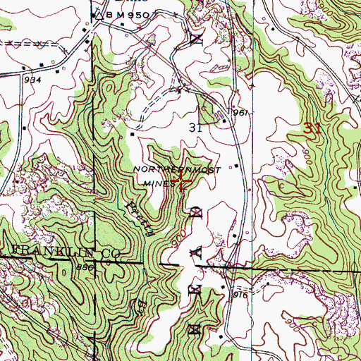 Topographic Map of Northernmost Mines, AL