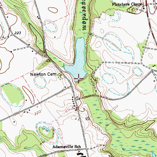 Topographic Map of Adams Pond Dam D-3439, SC