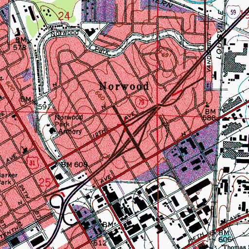 Topographic Map of Norwood, AL