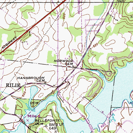 Topographic Map of Norwood Cemetery, AL