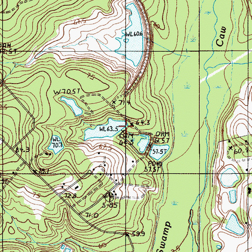 Topographic Map of T E Wannamaker Pond Number Two Dam D-3717, SC