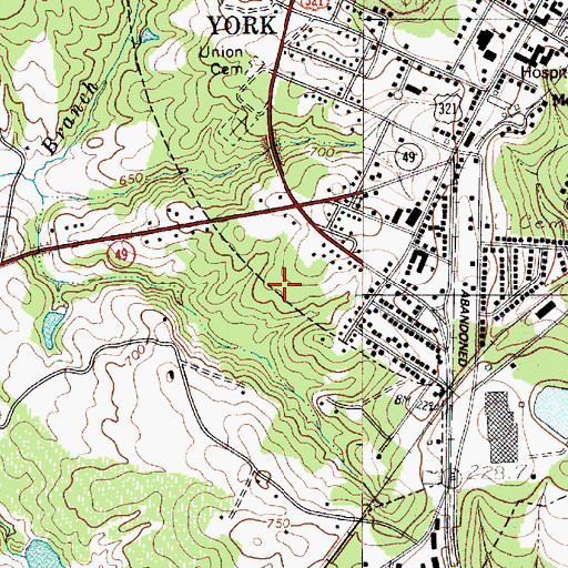 Topographic Map of Lower York Reservoir, SC