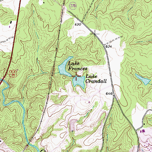 Topographic Map of Lake Crandall Dam D-3646, SC