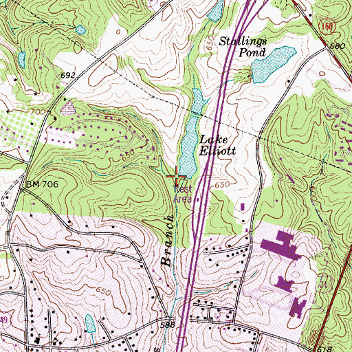 Topographic Map of Lake Elliot Dam D-1234, SC