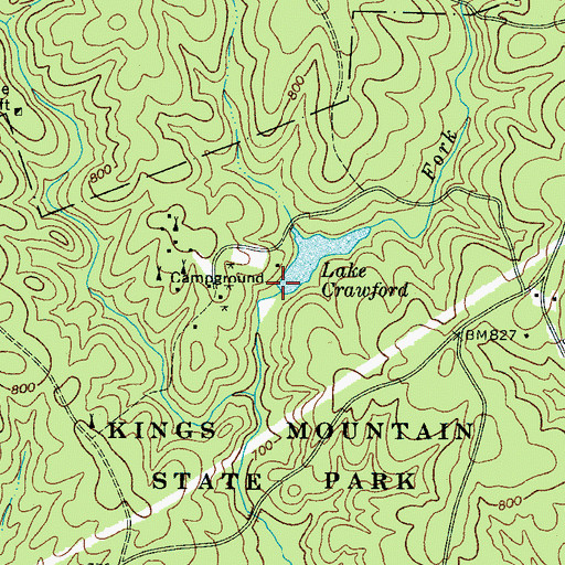 Topographic Map of Lake Crawford Dam D-3639, SC