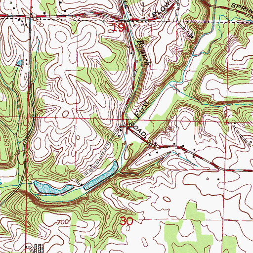 Topographic Map of Nugent Branch, AL