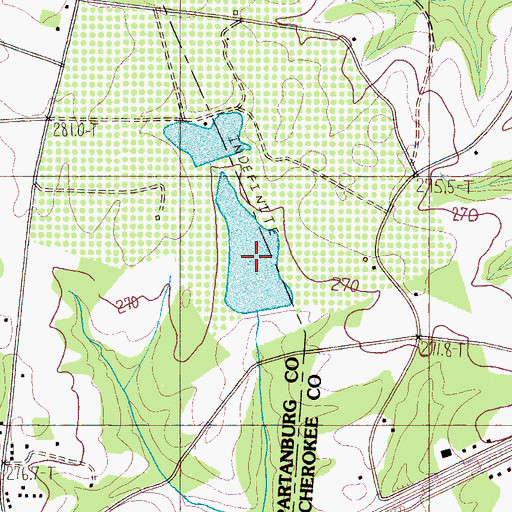 Topographic Map of Little Thicketty Creek Pond, SC