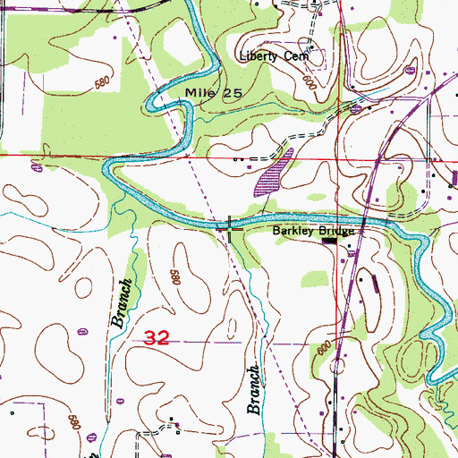 Topographic Map of Nunn Branch, AL