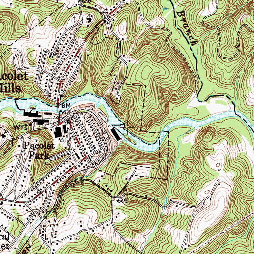 Topographic Map of Pacolet Mills Pond Number Two Dam D-3375, SC