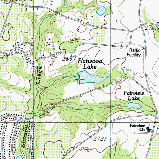 Topographic Map of Flatwood Lake Dam D-3334, SC