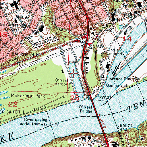 Topographic Map of O'Neal Harbor, AL