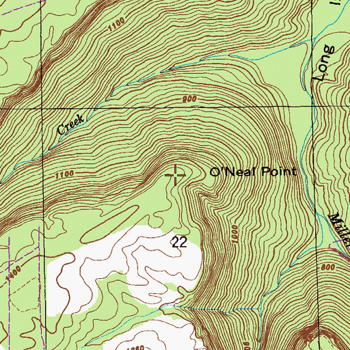 Topographic Map of O'Neal Point, AL