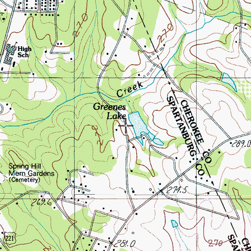 Topographic Map of Cudds Creek Pond, SC