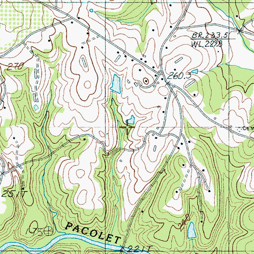 Topographic Map of Thomas Cantrell Pond Dam D-3258, SC