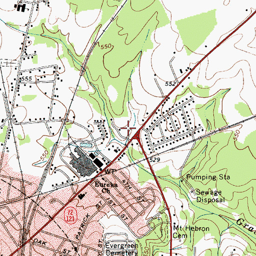 Topographic Map of Saluda Square Shopping Center, SC