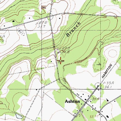 Topographic Map of Ashton Cemetery, SC