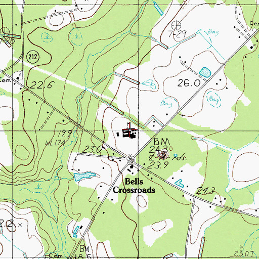 Topographic Map of Bells Elementary School, SC