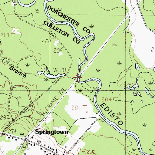 Topographic Map of Brickhouse Branch, SC