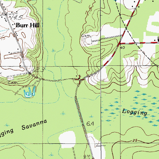 Topographic Map of Burr Hill School (historical), SC