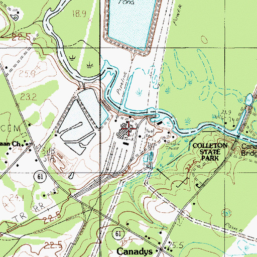 Topographic Map of Canadys Steam Electric Generating Plant, SC