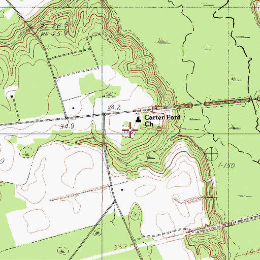Topographic Map of Carter Ford Cemetery, SC