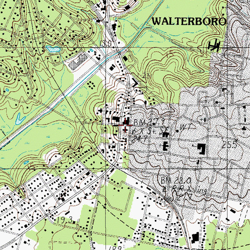 Topographic Map of Colleton County Courthouse, SC
