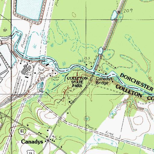 Topographic Map of Colleton State Park, SC