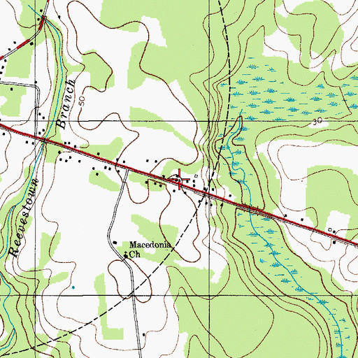 Topographic Map of Cottageville Church, SC