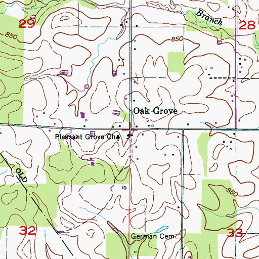 Topographic Map of Oak Grove, AL