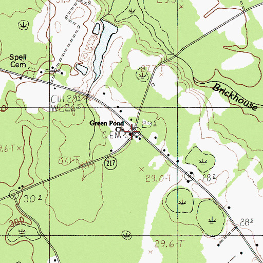 Topographic Map of Green Pond Cemetery, SC