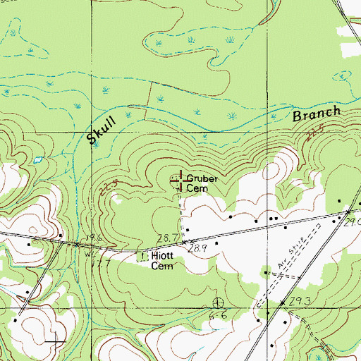 Topographic Map of Gruber Cemetery, SC