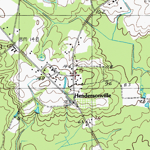 Topographic Map of Hendersonville Baptist Church, SC