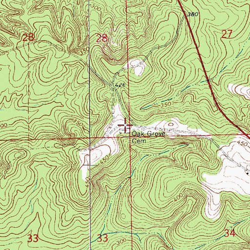 Topographic Map of Oak Grove Cemetery, AL