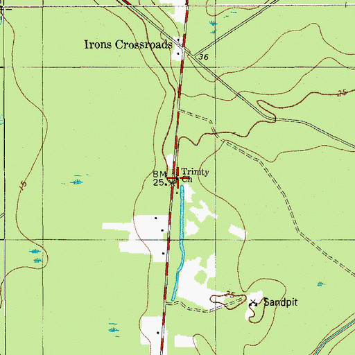 Topographic Map of Irons Cross Roads School (historical), SC