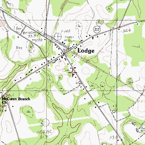 Topographic Map of Lodge Methodist Church, SC