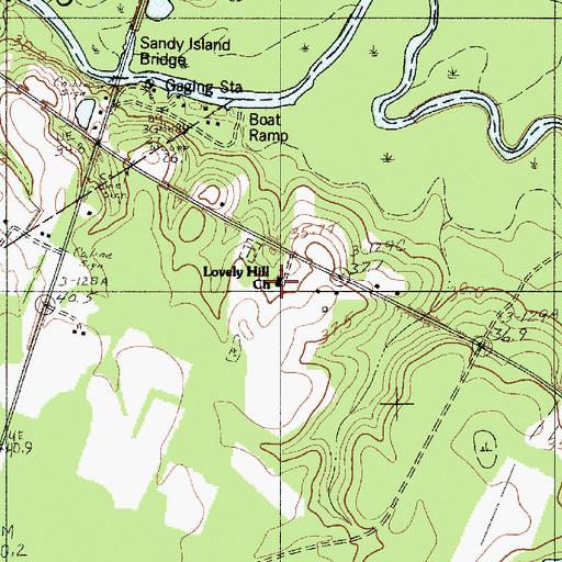 Topographic Map of Lovely Hill Church, SC