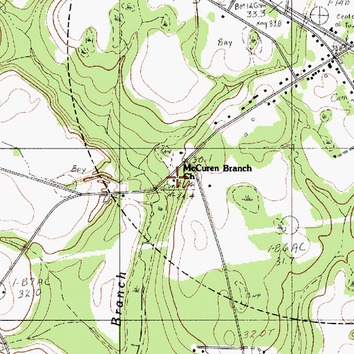 Topographic Map of McCuren Branch Church, SC