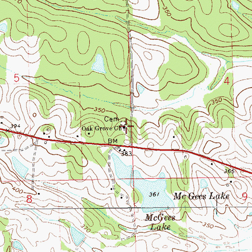 Topographic Map of Oak Grove Church, AL