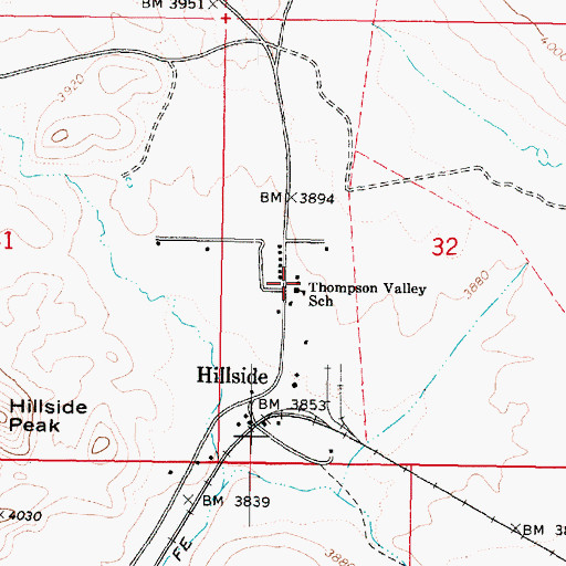 Topographic Map of Thompson Valley School, AZ