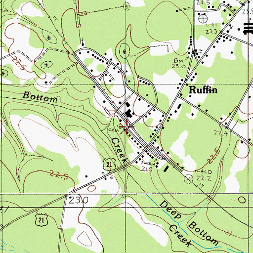 Topographic Map of Ruffin Baptist Church, SC
