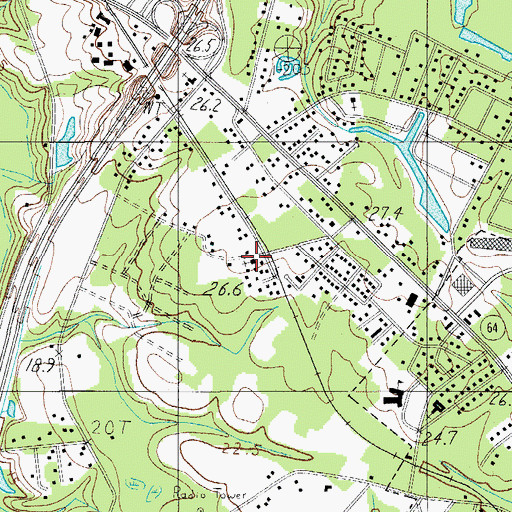 Topographic Map of Sand Hill Baptist Church, SC