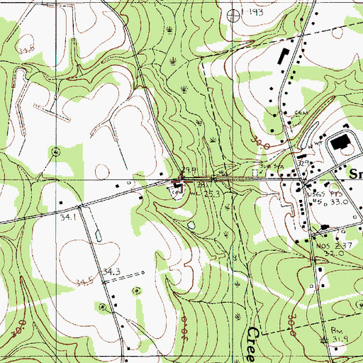 Topographic Map of Smoaks Baptist Church, SC