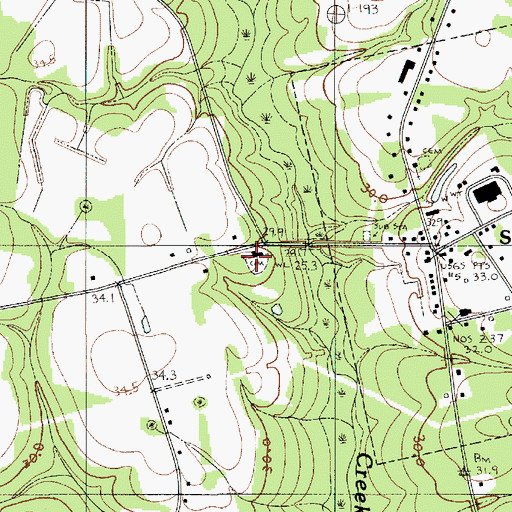Topographic Map of Smoaks Cemetery, SC