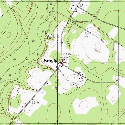 Topographic Map of Smyly, SC