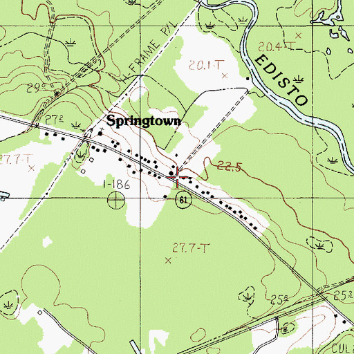 Topographic Map of Springtown, SC